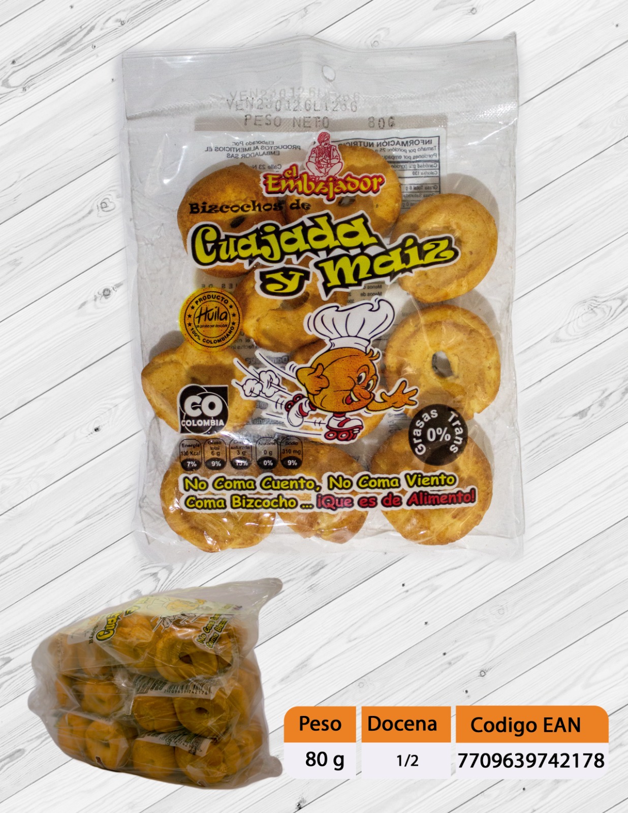 Bizcocho de Maíz 80 gr X 1/2 docena